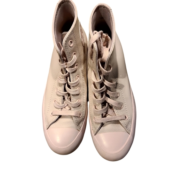 Converse Cream and Pink High-Top Sneakers with Rugged Sole - Picture 4 of 6